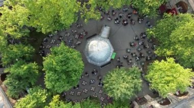 Aerial the koza han, aerial drone view ottoman shopping center, the historical ottoman Koza inn campus, Drone view of Bursa Koza Inn famous for its dome 