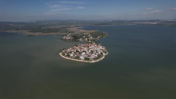 Aerial Village Built Lake Bursa Golyazi Village Which Touristic Place — Stock video