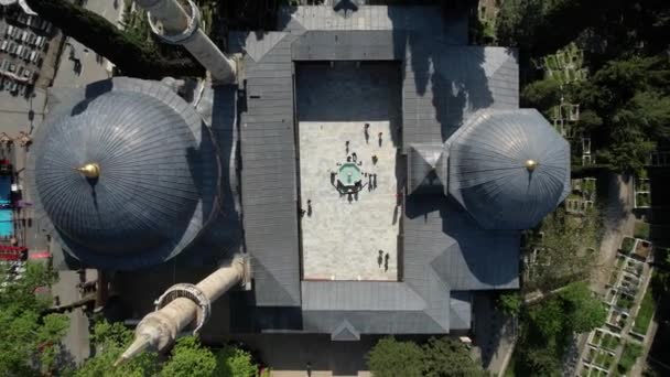 Aerial Mosque Emirsultan Bursa Drone Footage Old Ottoman Structure Squares — Vídeo de stock