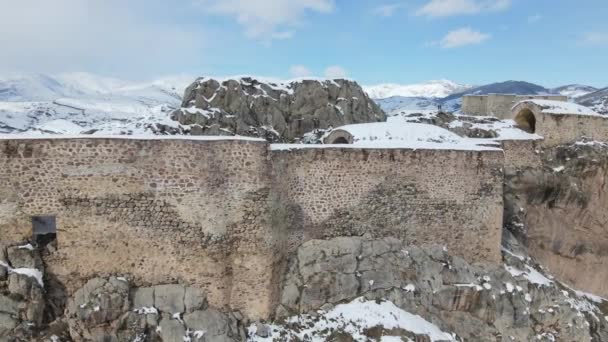 Castillo Cabra Construido Cima Montaña Gumushane Vista Del Antiguo Castillo — Vídeos de Stock