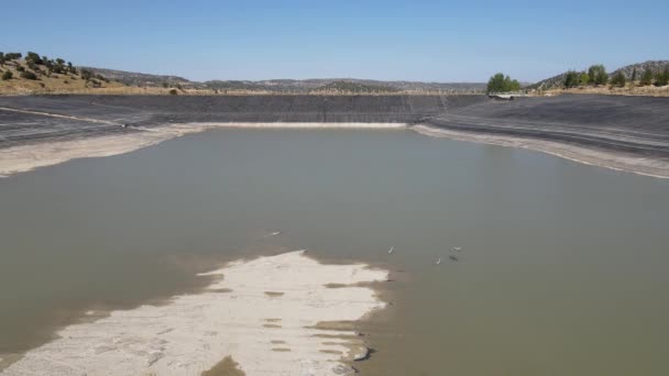 Agricultura Irrigação Piscina Lagoa Irrigação Artificial Armazenamento Água Reservatório Para — Vídeo de Stock