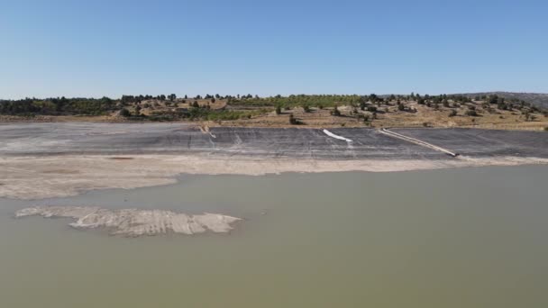 Piscina Irrigação Aérea Lagoa Irrigação Artificial Armazenamento Água Reservatório Para — Vídeo de Stock