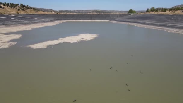 Área Acumulação Água Lagoa Irrigação Artificial Armazenamento Água Reservatório Para — Vídeo de Stock