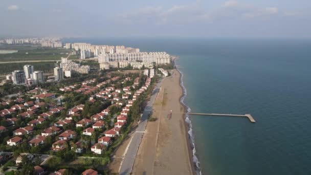 Drone Footage Seside City Seaside Resorts Touristic City Settlements Coast — Stock Video