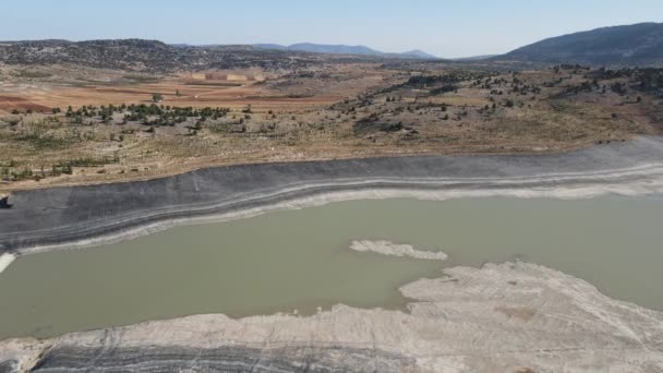 Hava Barajı Gölü Yapay Sulama Göleti Deposu Tarım Sulama Kuraklık — Stok video