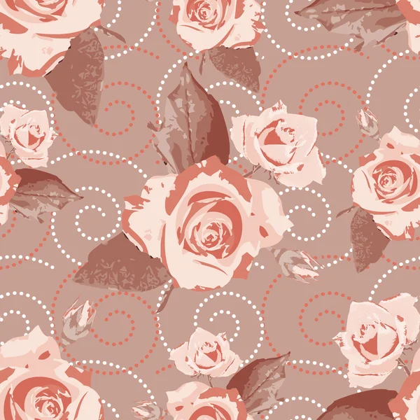 Fond vectoriel sans couture avec des fleurs de rose beige — Image vectorielle