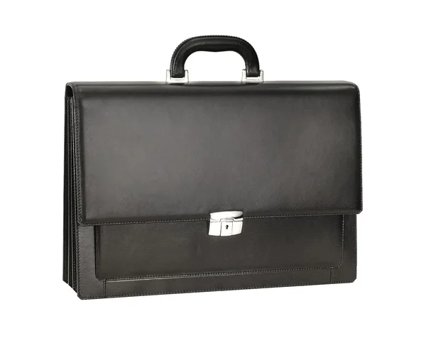 Men's black leather briefcase — Stock Photo, Image