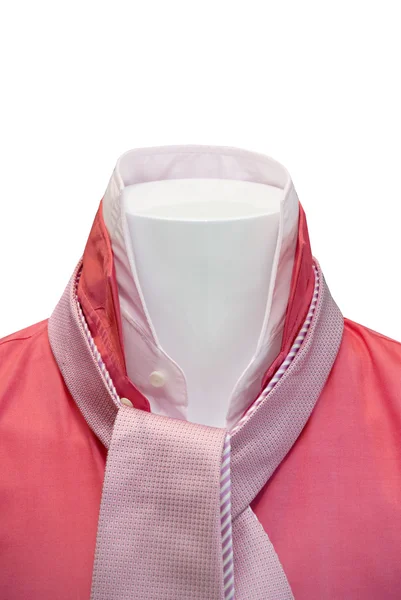 Collar of red shirt in the store with a pink tie — Stock Photo, Image