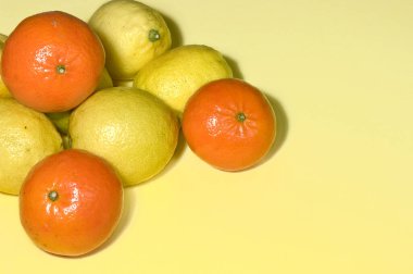 Meyve bahçesinden taze limon ve mandalina topladım..