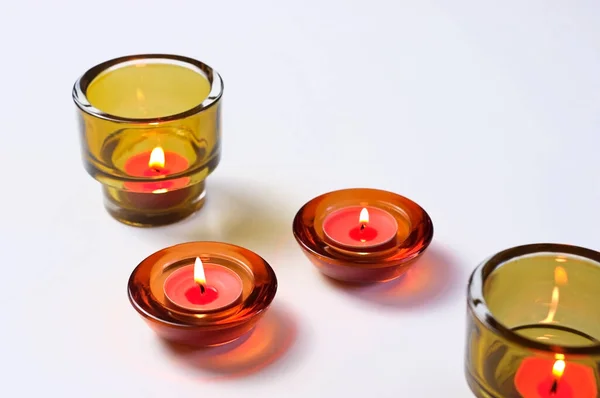 Red Scented Candles Daily Meditation — Stock Photo, Image