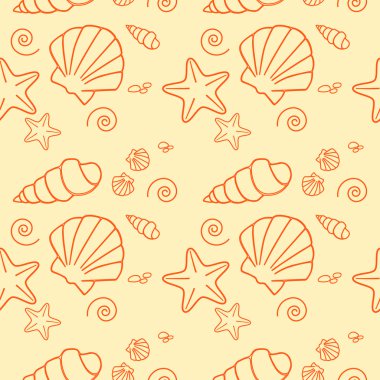 Sea shells pattern in sand clipart