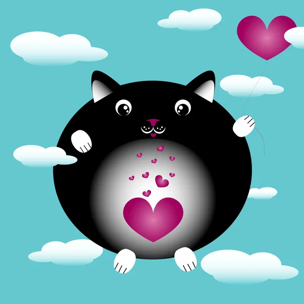 Macska szerelem fekete — Stock Vector
