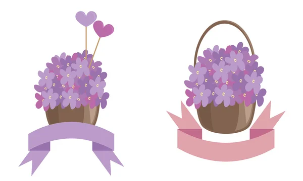 Korb mit Blumen — Stockvektor