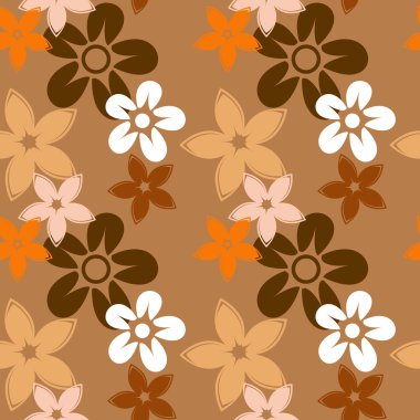 çiçek siluetleri desen kahverengi