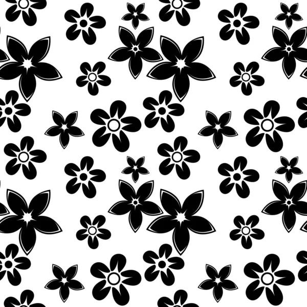 Floral silhouettes pattern black — Stock Vector