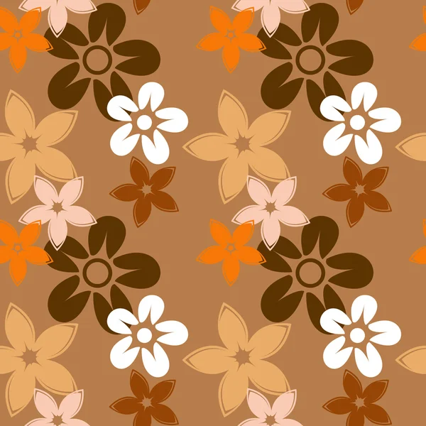 Floral silhouettes pattern brown — Stock Vector