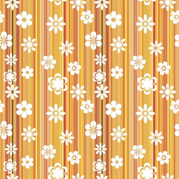 Floral striped pattern orange — Stock Vector