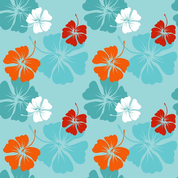 Hibiscus pattern in blue — Stock Vector