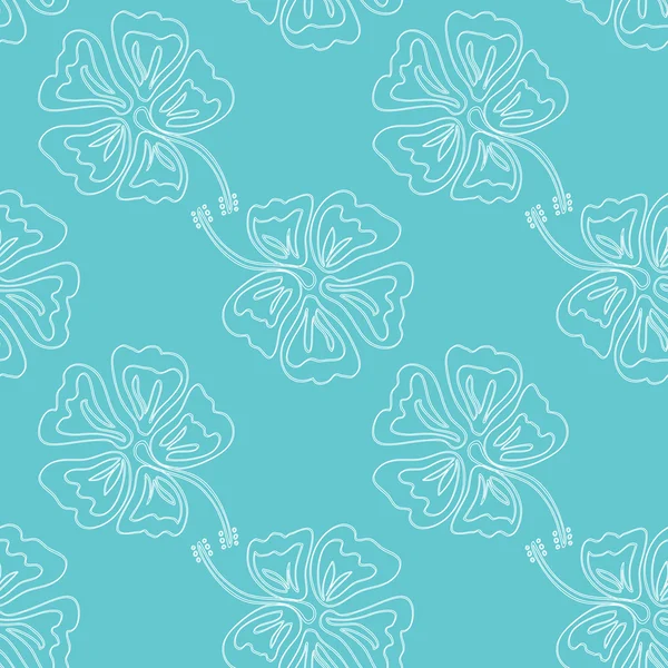 Motif de contour hibiscus bleu — Image vectorielle