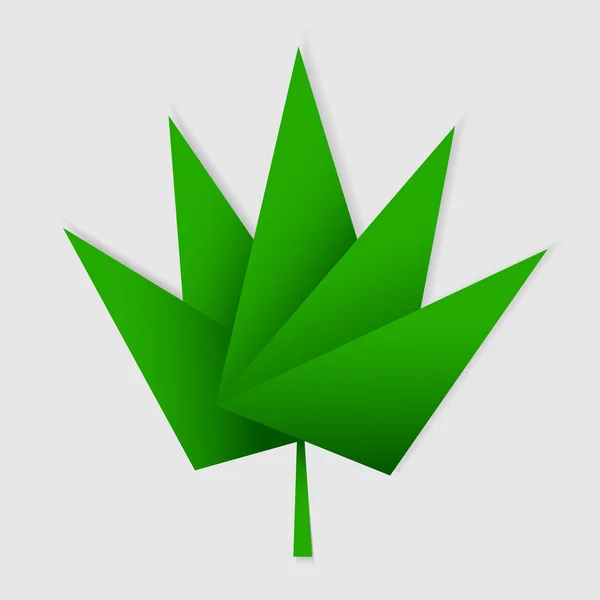 Origami yeşil yaprak — Stok Vektör