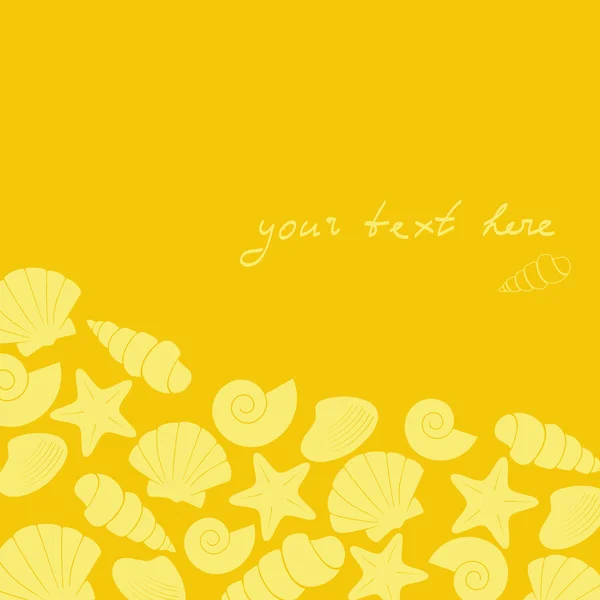 Seashells background yellow — Stock Vector