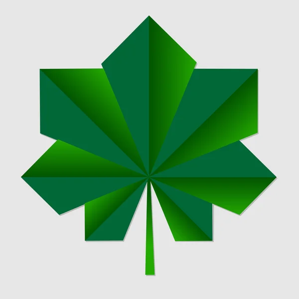 Gesztenye origami zöld levél — Stock Vector