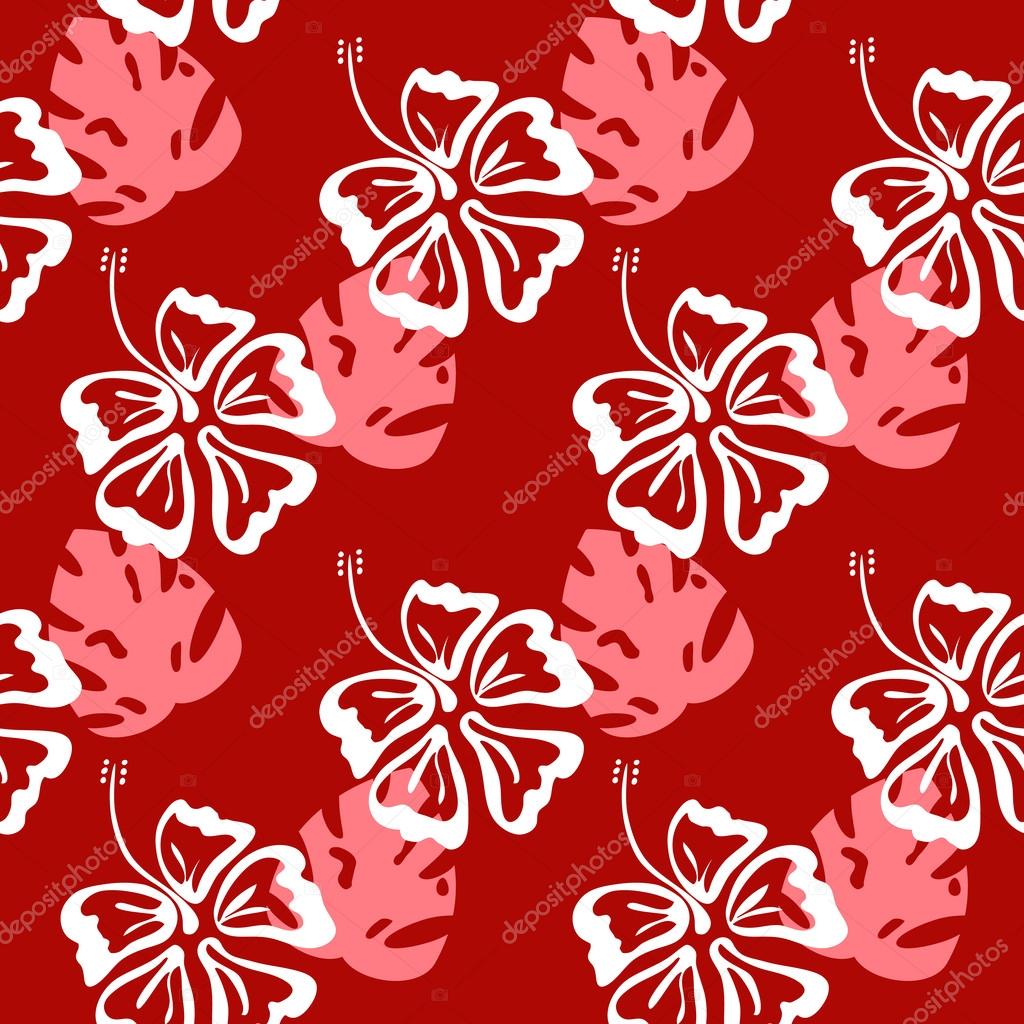 hibiscus silhouette pattern red
