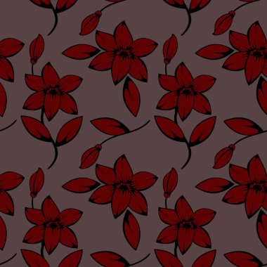 Lily kırmızı seamless modeli