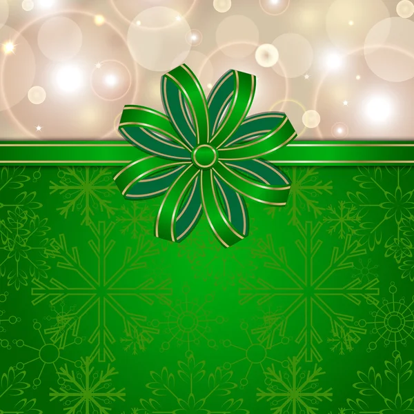 Kerstmis groene achtergrond met strik — Stockvector