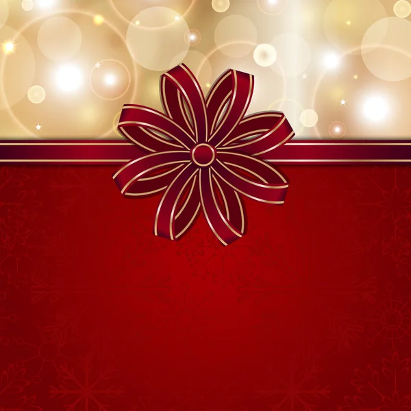 Рождественский красный фон с луком — стоковый вектор
