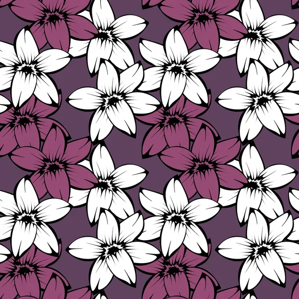 Lily seamless pattern purple — Stock Vector