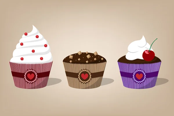 Cupcake σύνολο — Διανυσματικό Αρχείο