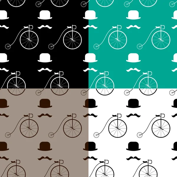 Hipster with bike pattern — Stock Vector