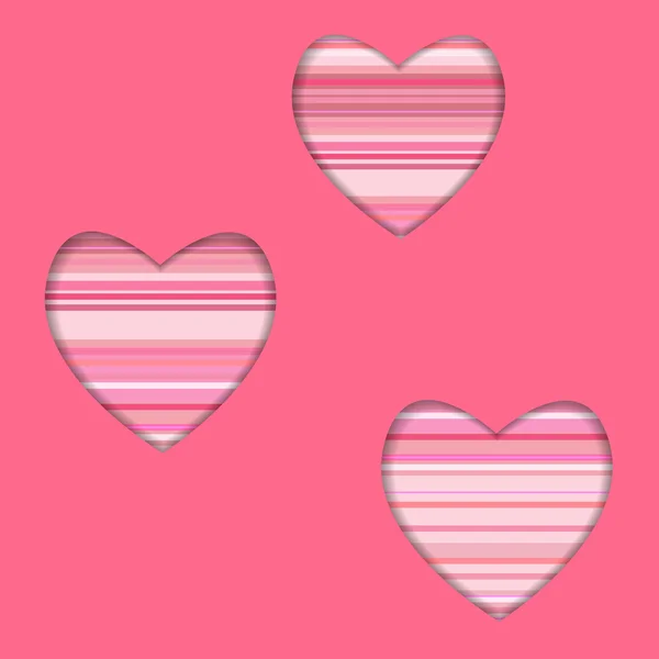 情人节卡用条纹的心 — 图库矢量图片