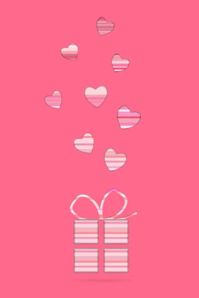 Valentinskarte mit Geschenk — Stockvektor