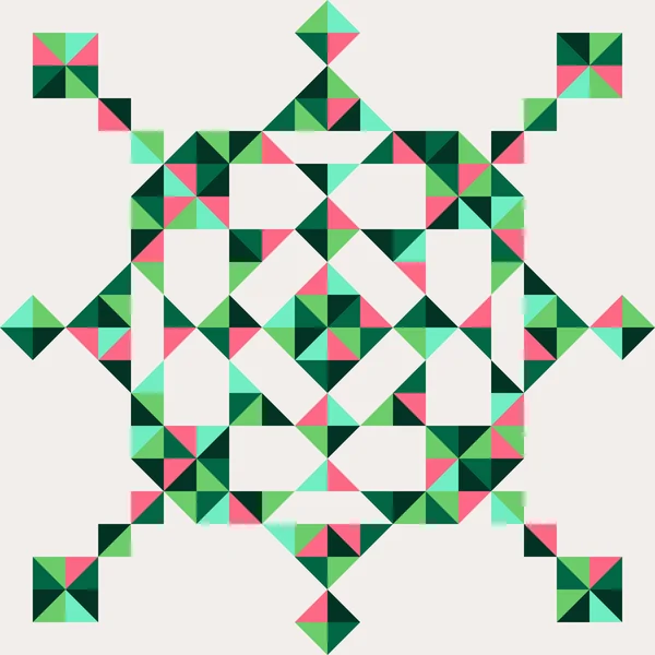 緑の三角形の抽象的なスノーフレーク — ストックベクタ