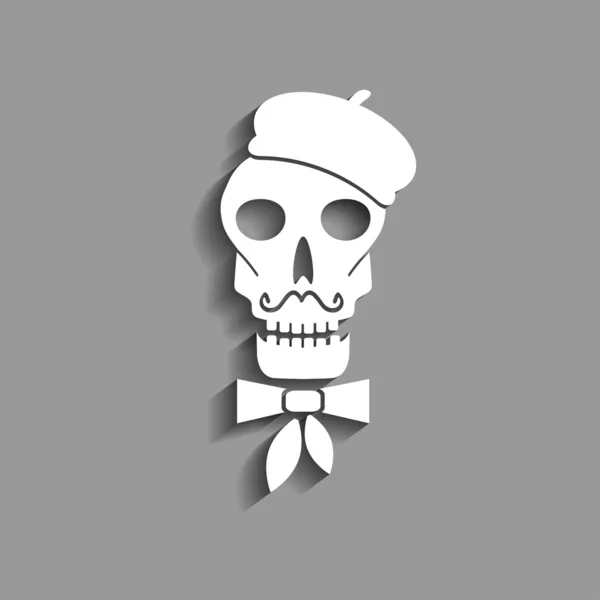 Cráneo en silueta de papel boina francesa — Vector de stock