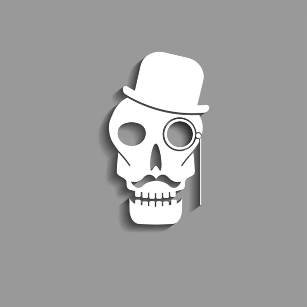 Crâne avec silhouette monocle en papier — Image vectorielle