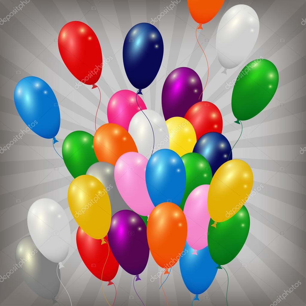 abstract colorful balloons on the striped background vector template for festive design vector by lenalivaya