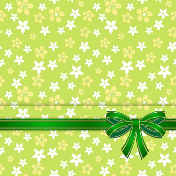 Modello di carta primavera con fiocco verde — Vettoriale Stock