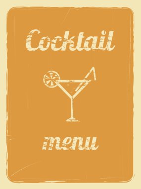 kokteyl menüsü retro poster turuncu