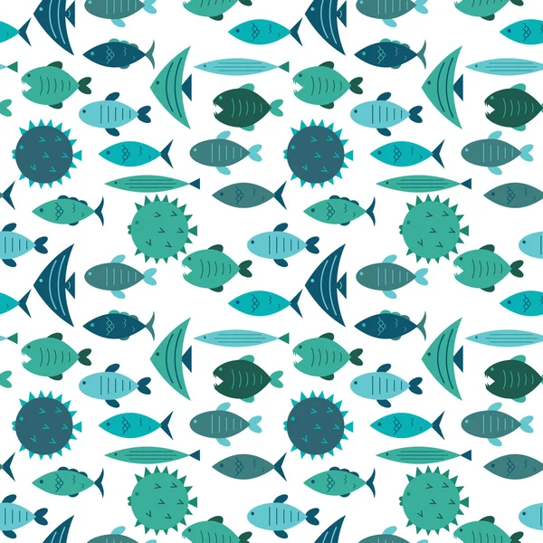 Fish pattern blue — Stock Vector