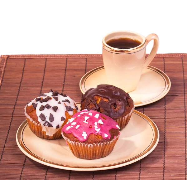 Tasse Kaffee und Muffins — Stockfoto