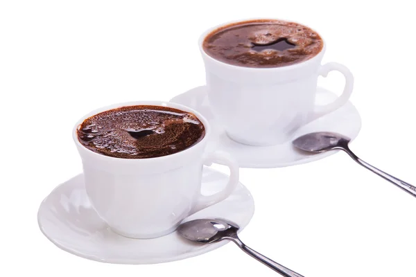 Tassen Kaffee auf weiß isoliert — Stockfoto