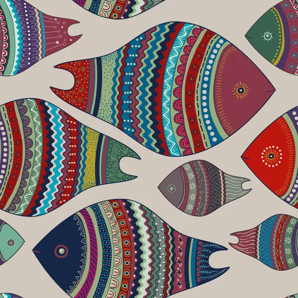 Wektor wzór ilustracji kolorowych ryb — Wektor stockowy