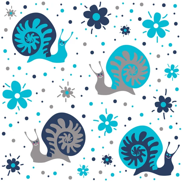 Seamless pattern "Blue snails' — Stock Vector