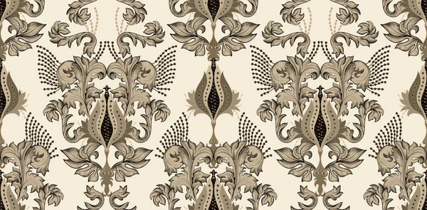 Fond Écran Sans Couture Motif Damassé Clipart Illustration Modèle Rococo — Image vectorielle