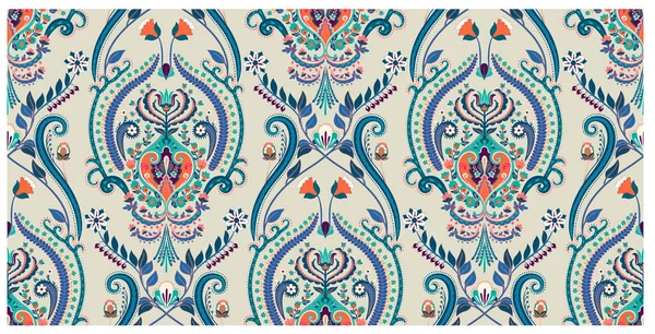 Kusursuz duvar kâğıdı damaske deseni. Rokoko desenli. Damask süsü. Barok arkaplan dokuları