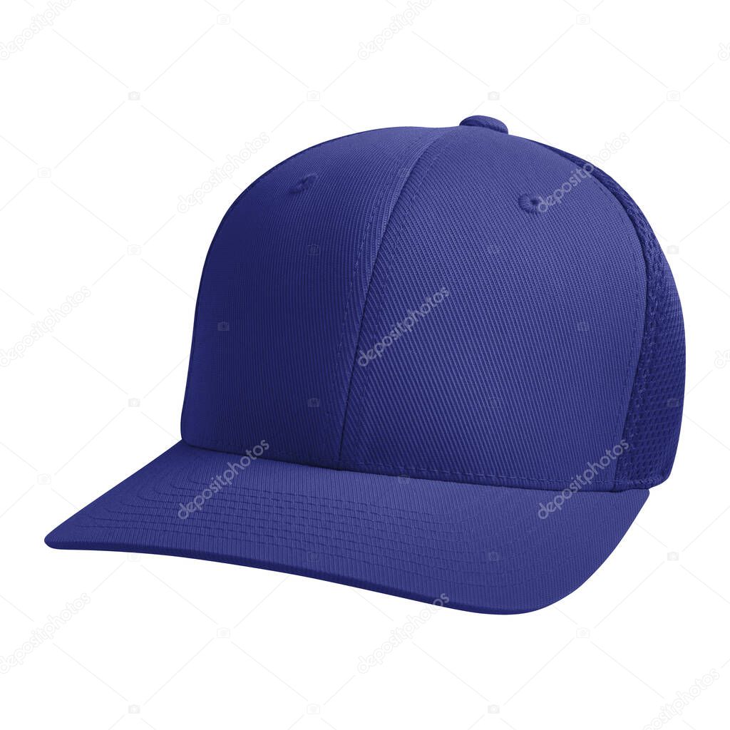 Show off your design style like a pro, by using this Side Perspective View Magnificent Cap Mockup In Royal Blue Color