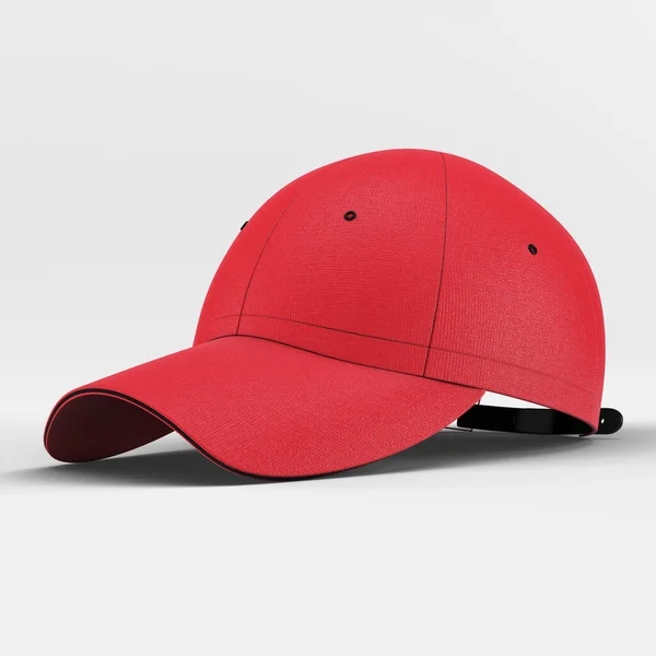 Sida Visa Häftig Baseball Cap Mockup Flame Scarlet Color För — Stockfoto